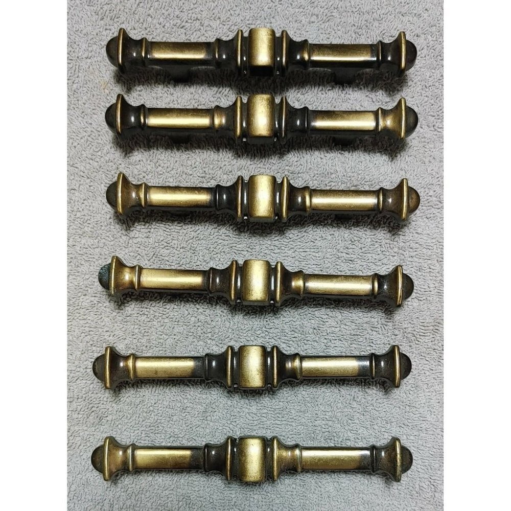 Lot of 6 Amerock  Satin Brass Vintage Drawer Cabinet Pulls 234-1